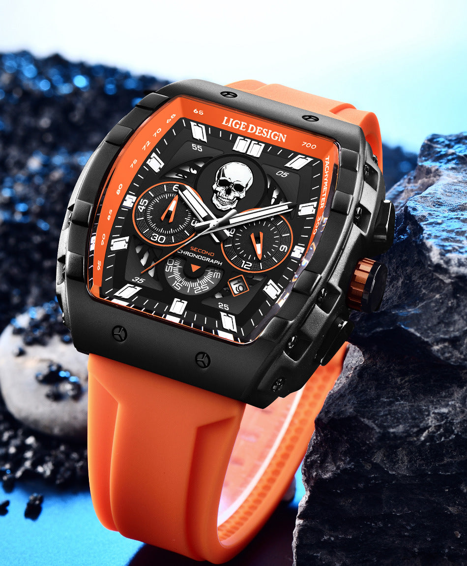 Waterproof Quartz Skeleton Skull Dial Sports Watches Watch