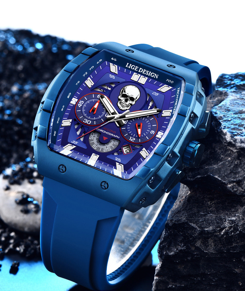 Waterproof Quartz Skeleton Skull Dial Sports Watches Watch