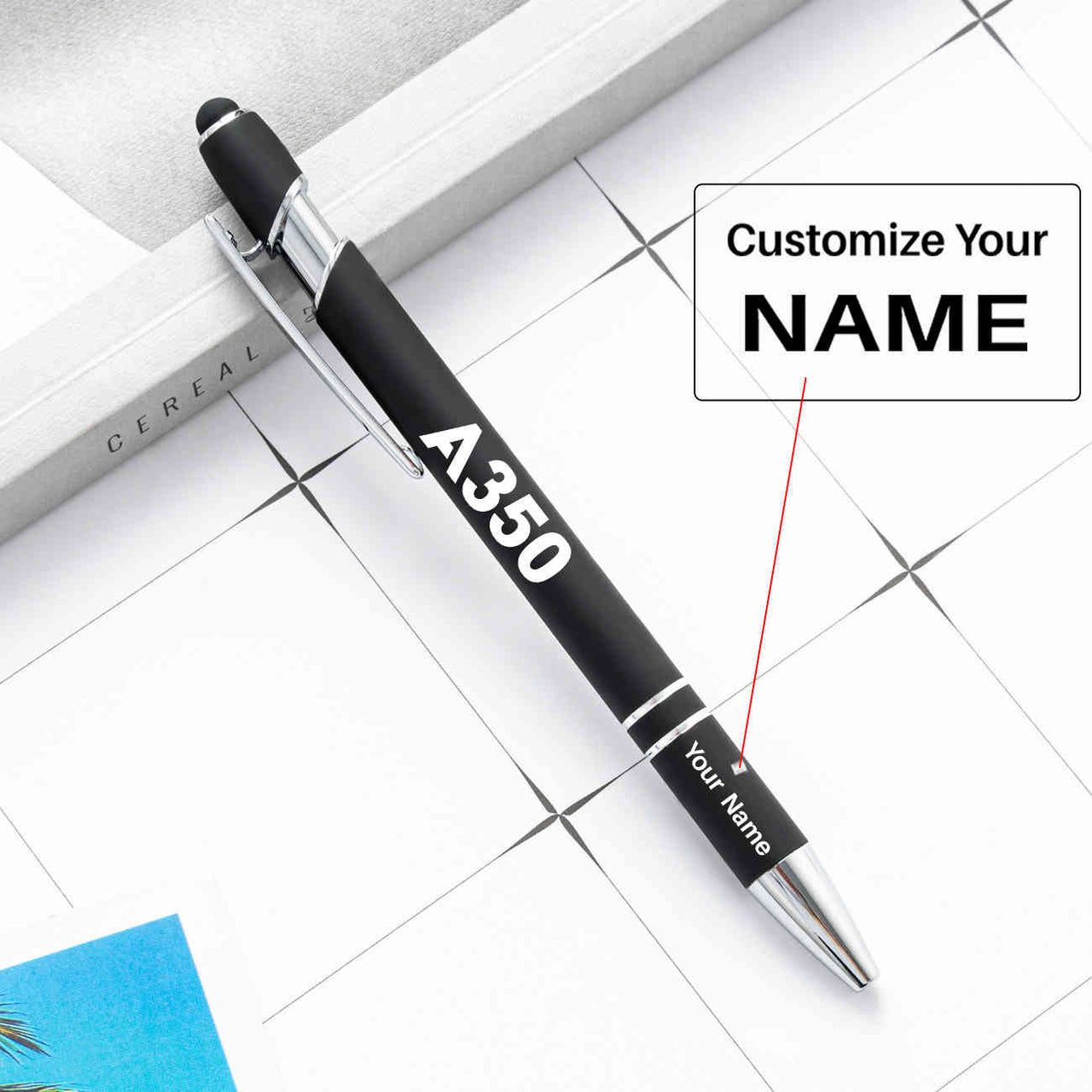 A350 Flat Text Designed Ballpens Capacitive Screen Touch Pens