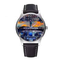 Thumbnail for Amazing Boeing 737 Cockpit Designed Fashion Leather Strap Watches