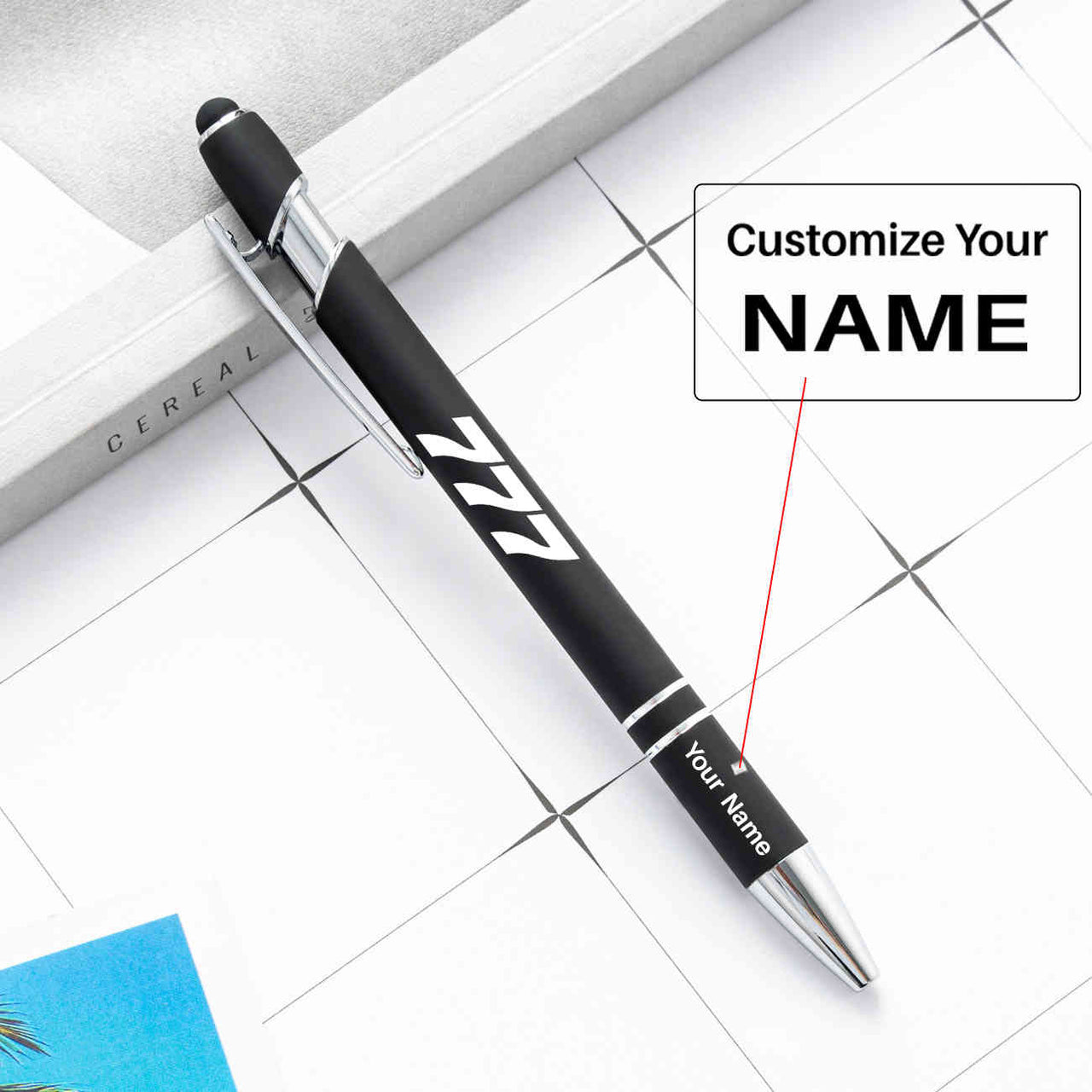 777 Flat Text Designed Ballpens Capacitive Screen Touch Pens