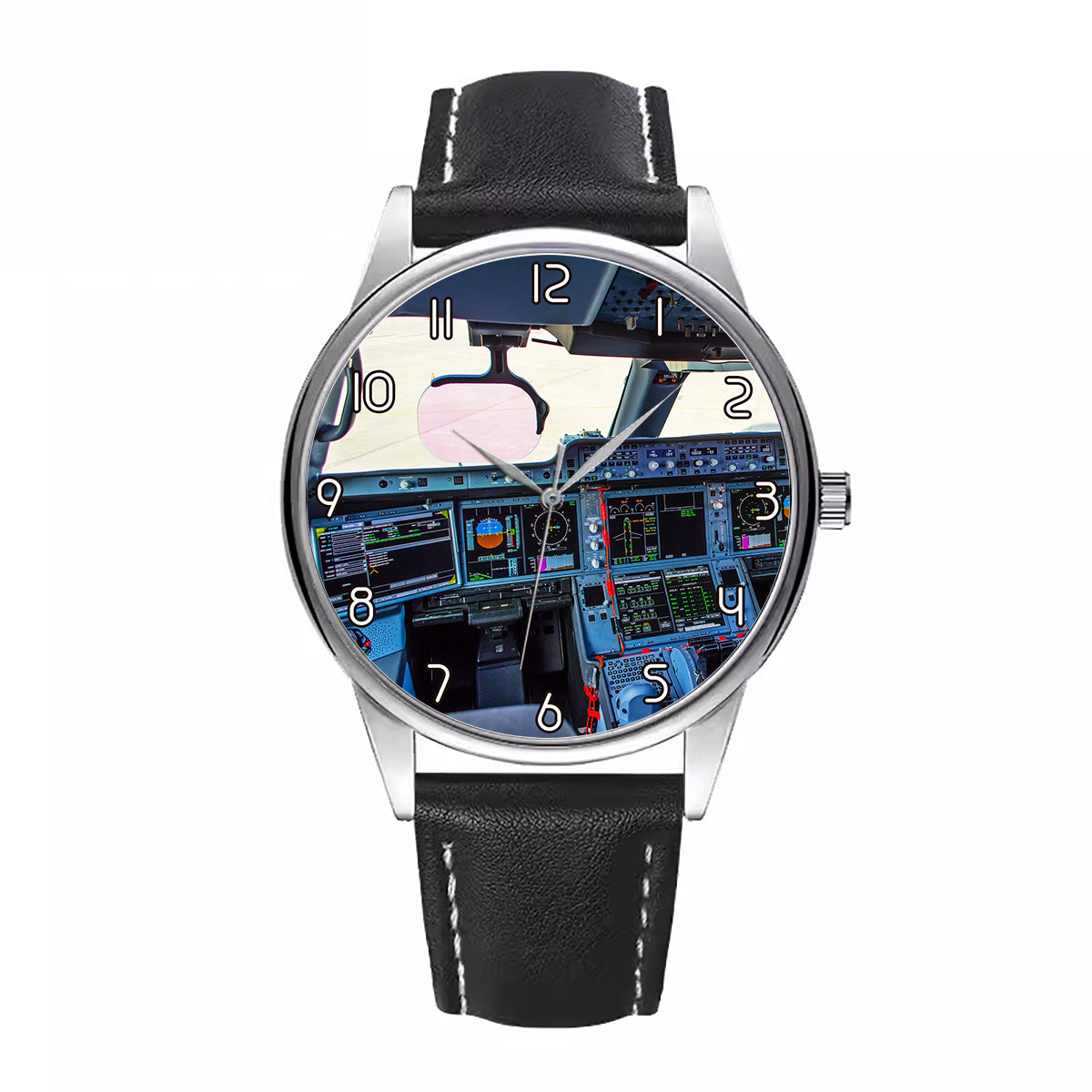 Airbus A350 Cockpit Designed Fashion Leather Strap Watches