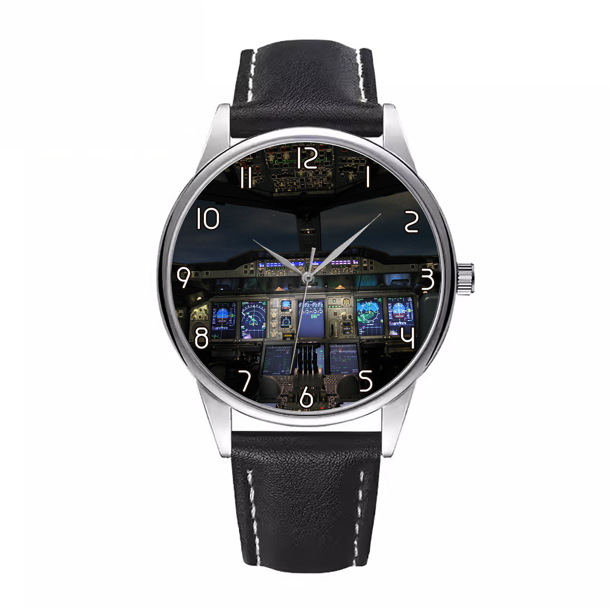 Airbus A380 Cockpit Designed Fashion Leather Strap Watches