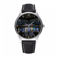 Thumbnail for Airbus A380 Cockpit Designed Fashion Leather Strap Watches