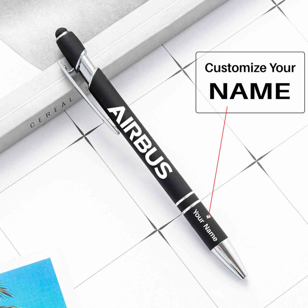 Airbus & Text Designed Ballpens Capacitive Screen Touch Pens