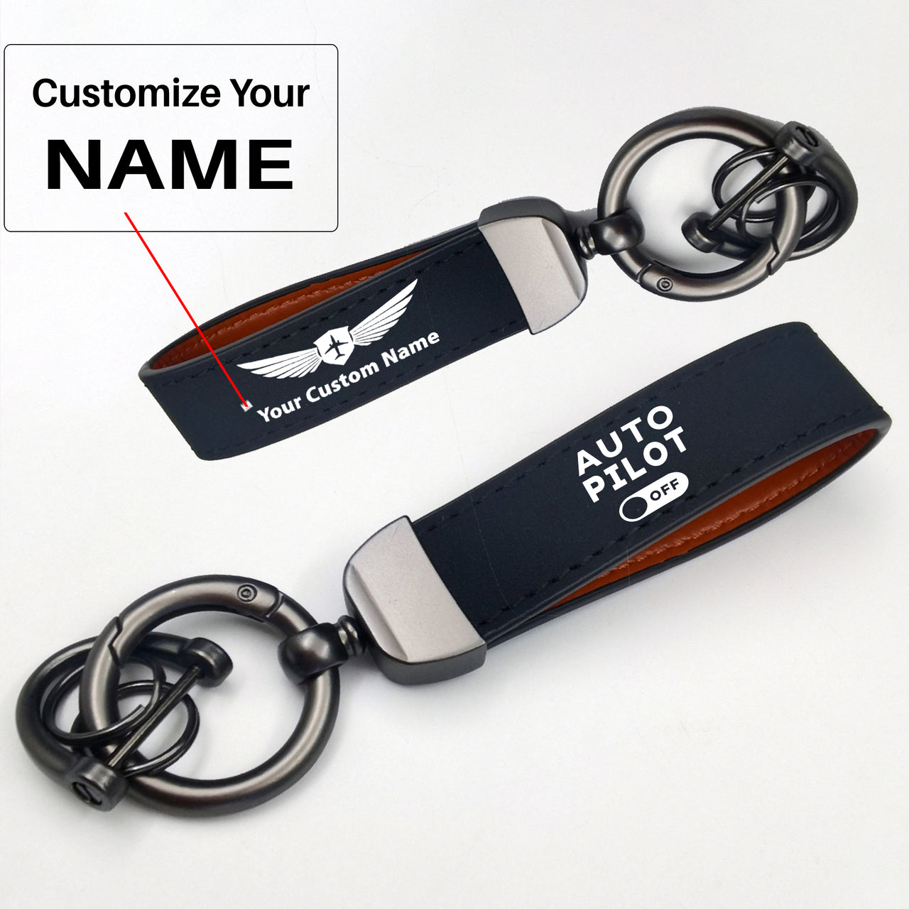 Auto Pilot Off Design Horseshoe Buckle Key Chains