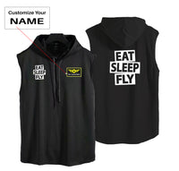 Thumbnail for Eat Sleep Fly Designed Hooded Tank Tops