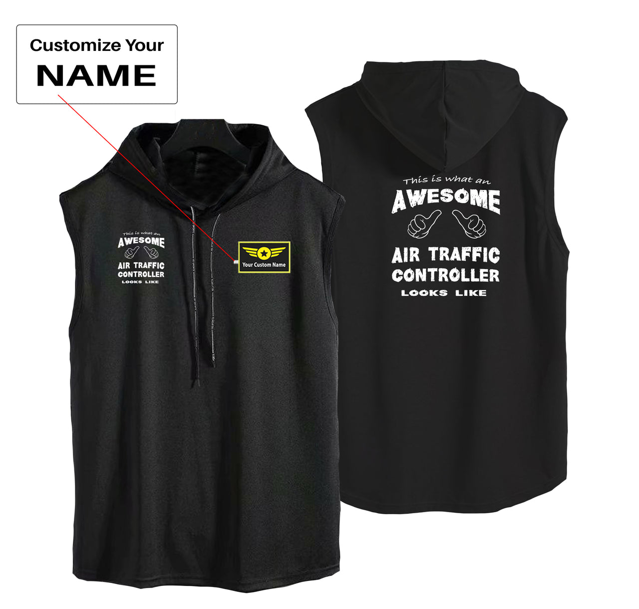 Air Traffic Controller Designed Hooded Tank Tops