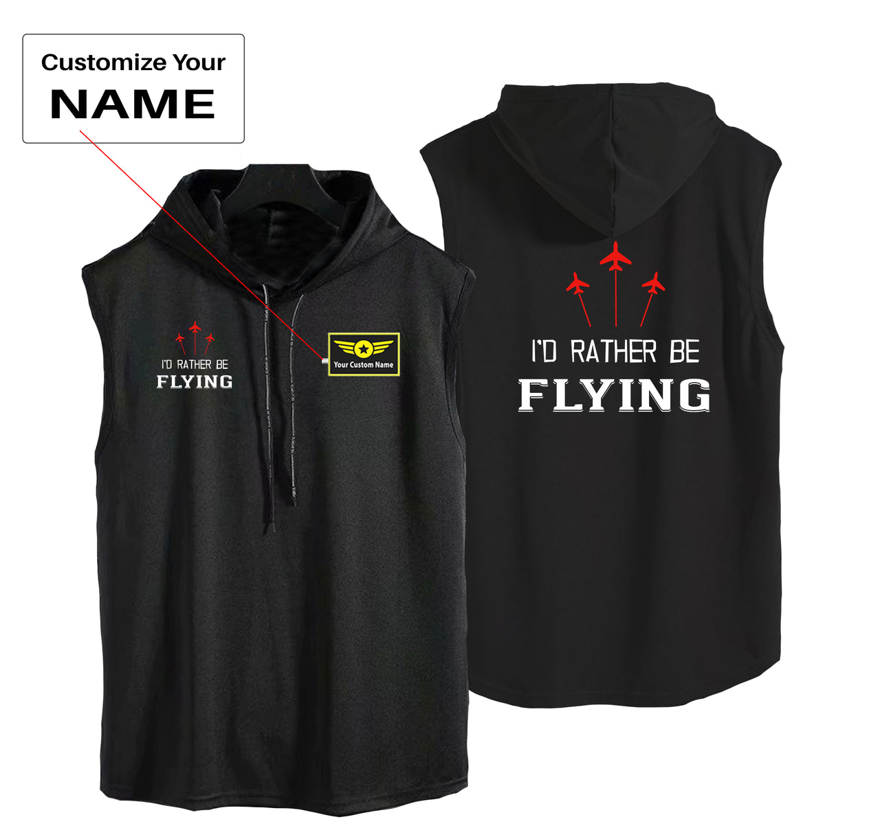 I'D Rather Be Flying Designed Hooded Tank Tops