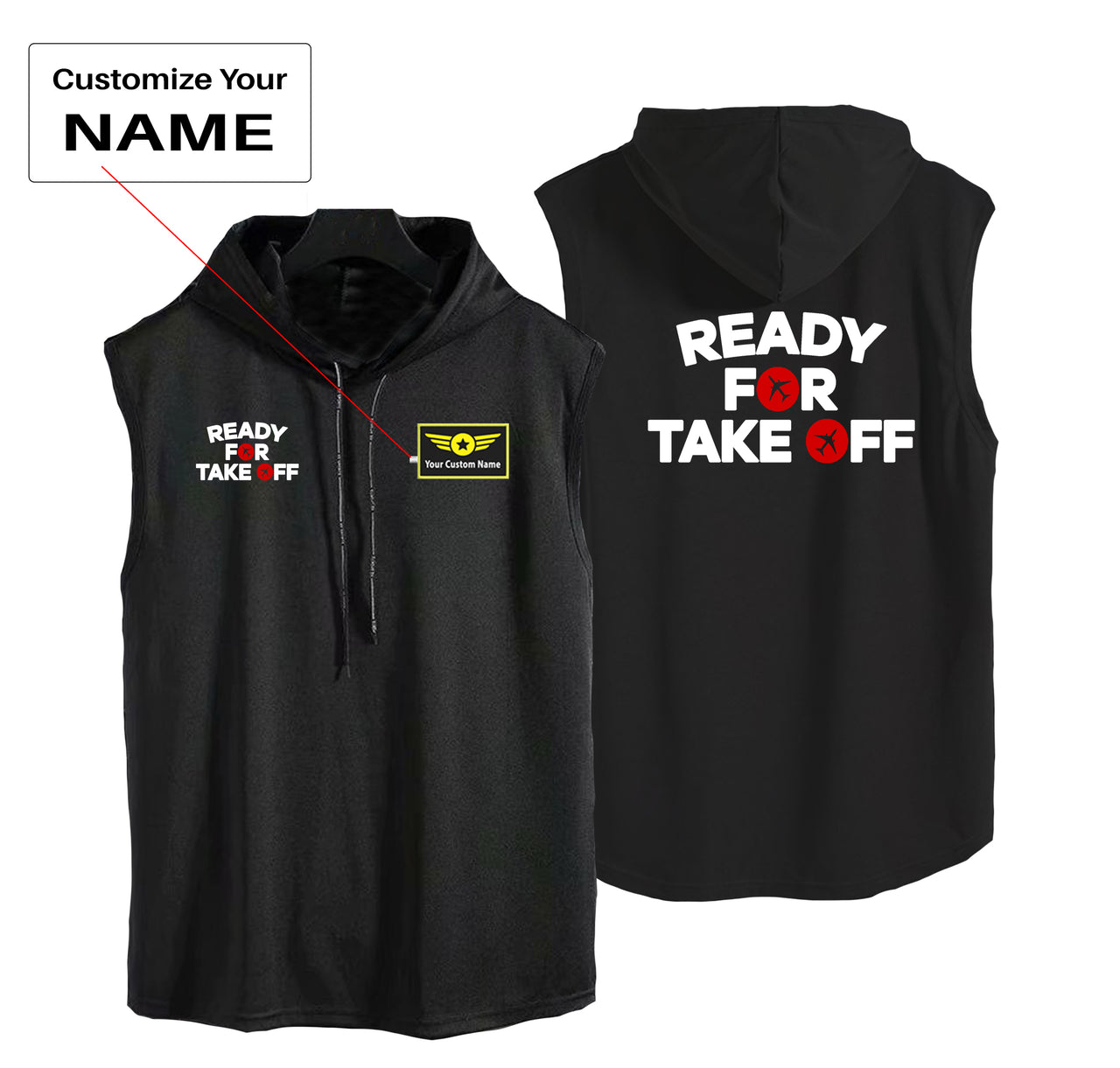 Ready For Takeoff Designed Hooded Tank Tops