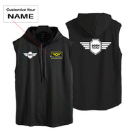 Thumbnail for Born To Fly & Badge Designed Hooded Tank Tops