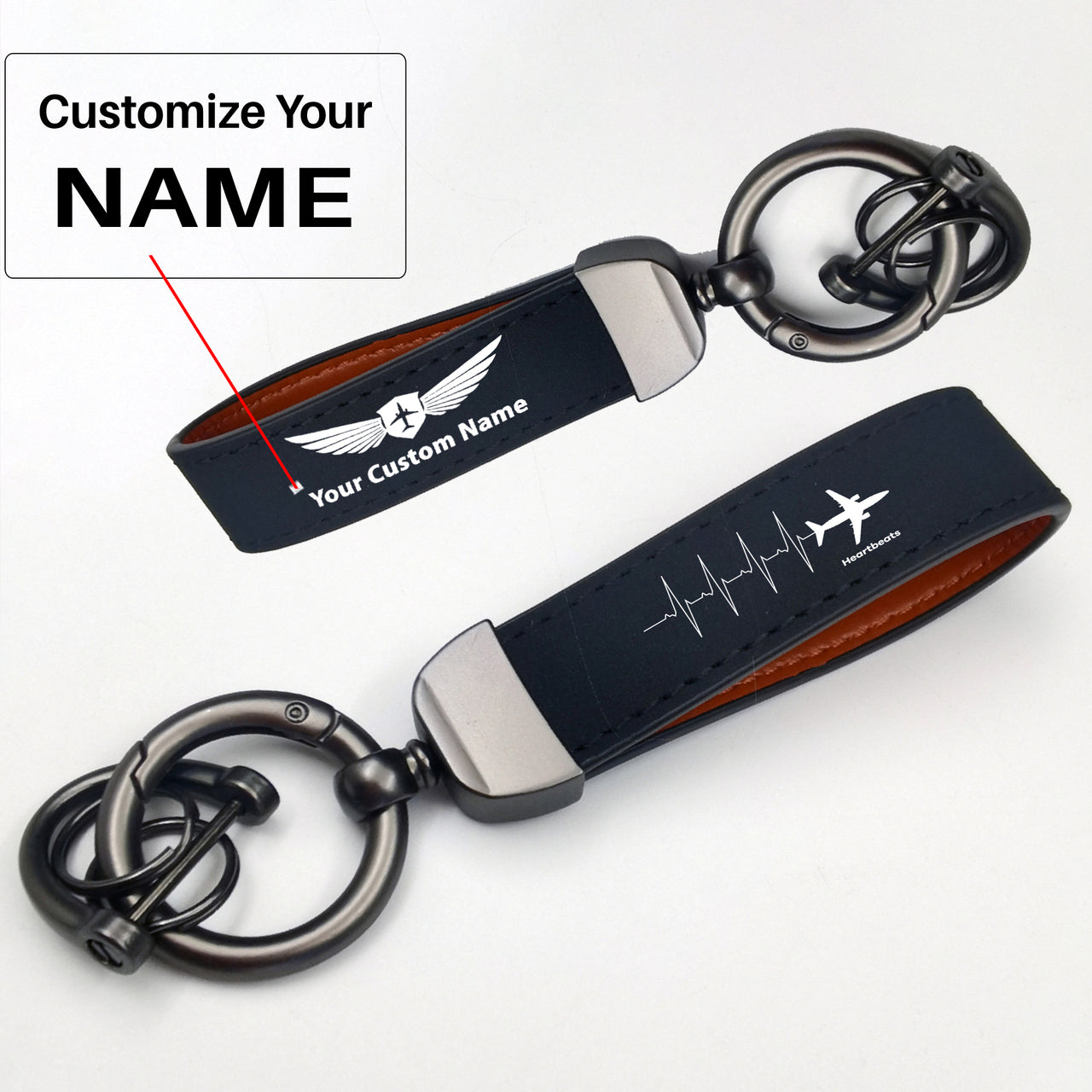 Aviation Heartbeats Design Horseshoe Buckle Key Chains