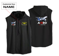 Thumbnail for Airbus A380 Love at first flight Designed Hooded Tank Tops