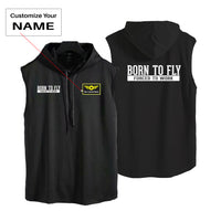 Thumbnail for Born To Fly Forced To Work Designed Hooded Tank Tops