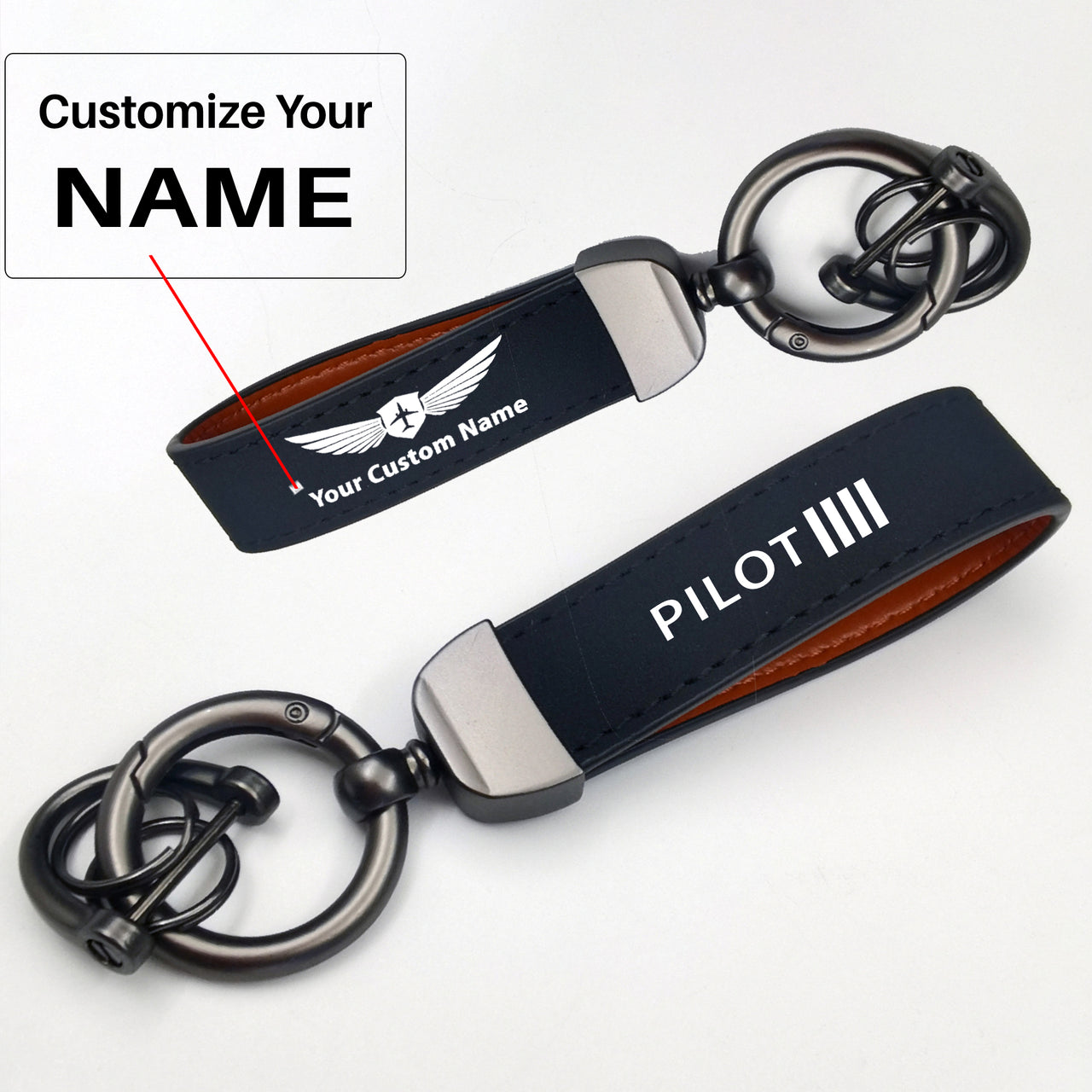 Pilot & Stripes (4 Lines) Design Horseshoe Buckle Key Chains