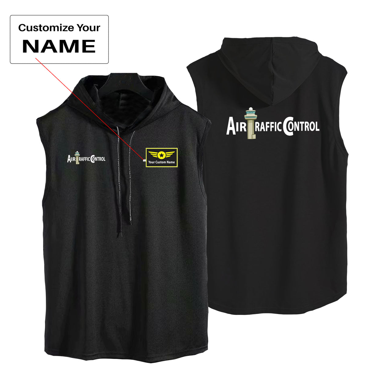 Air Traffic Control Designed Hooded Tank Tops