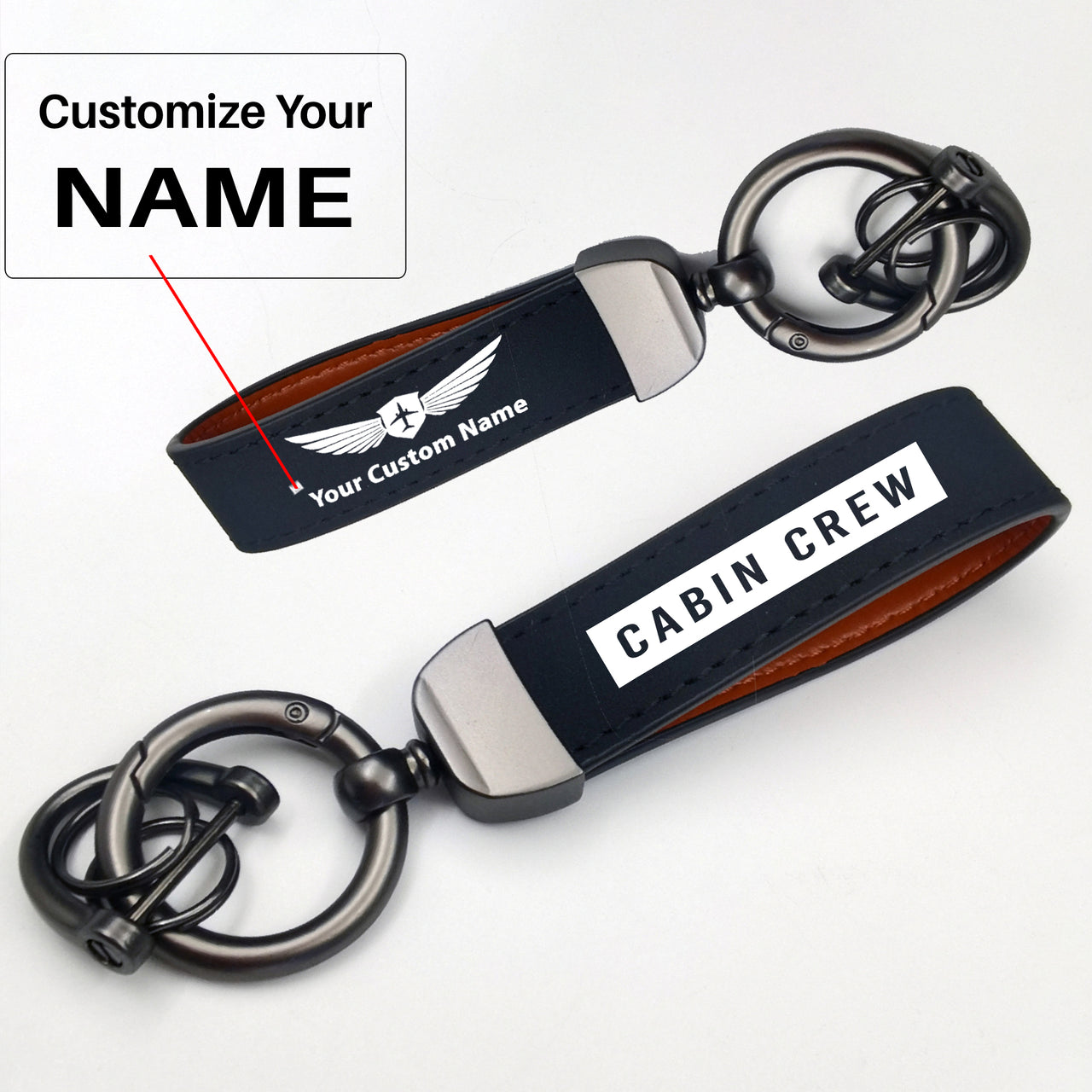 Cabin Crew Text Design Horseshoe Buckle Key Chains