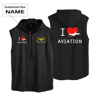 Thumbnail for I Love Aviation Designed Hooded Tank Tops