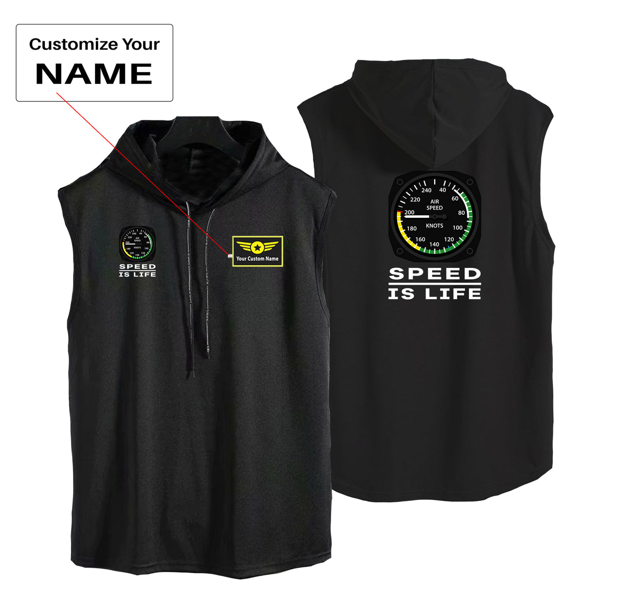 Speed Is Life Designed Hooded Tank Tops