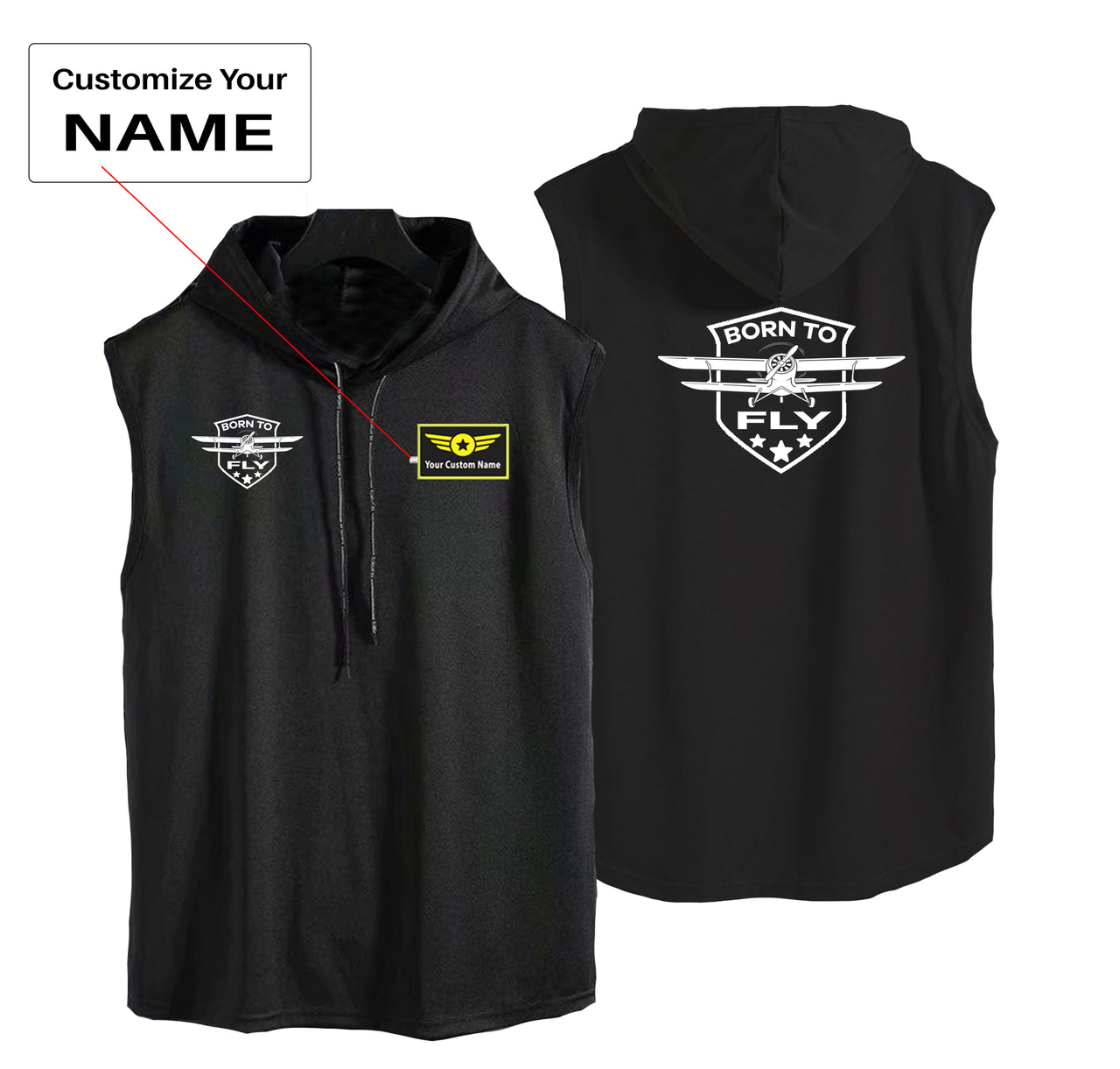 Born To Fly Designed Designed Hooded Tank Tops