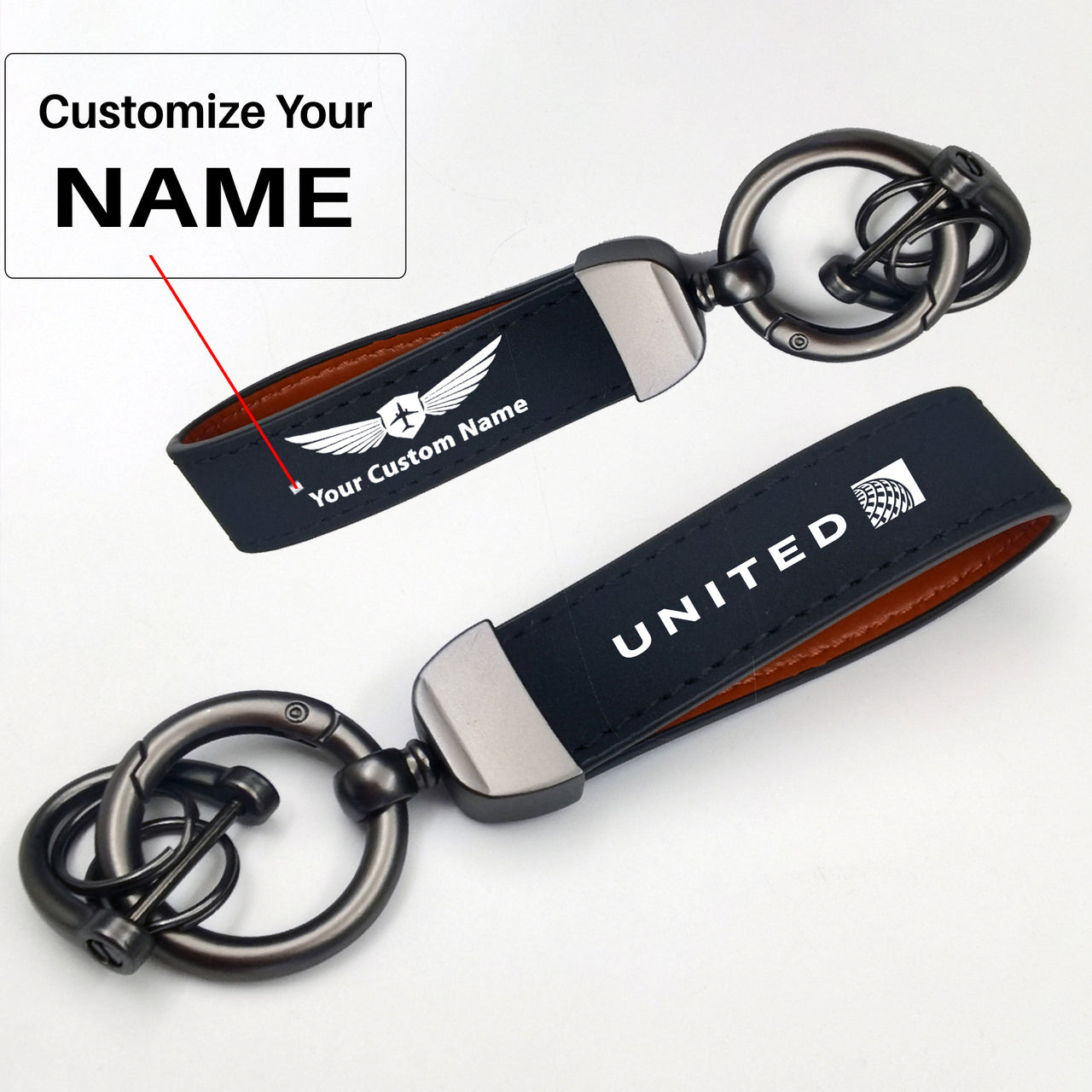 United Airlines Design Horseshoe Buckle Key Chains