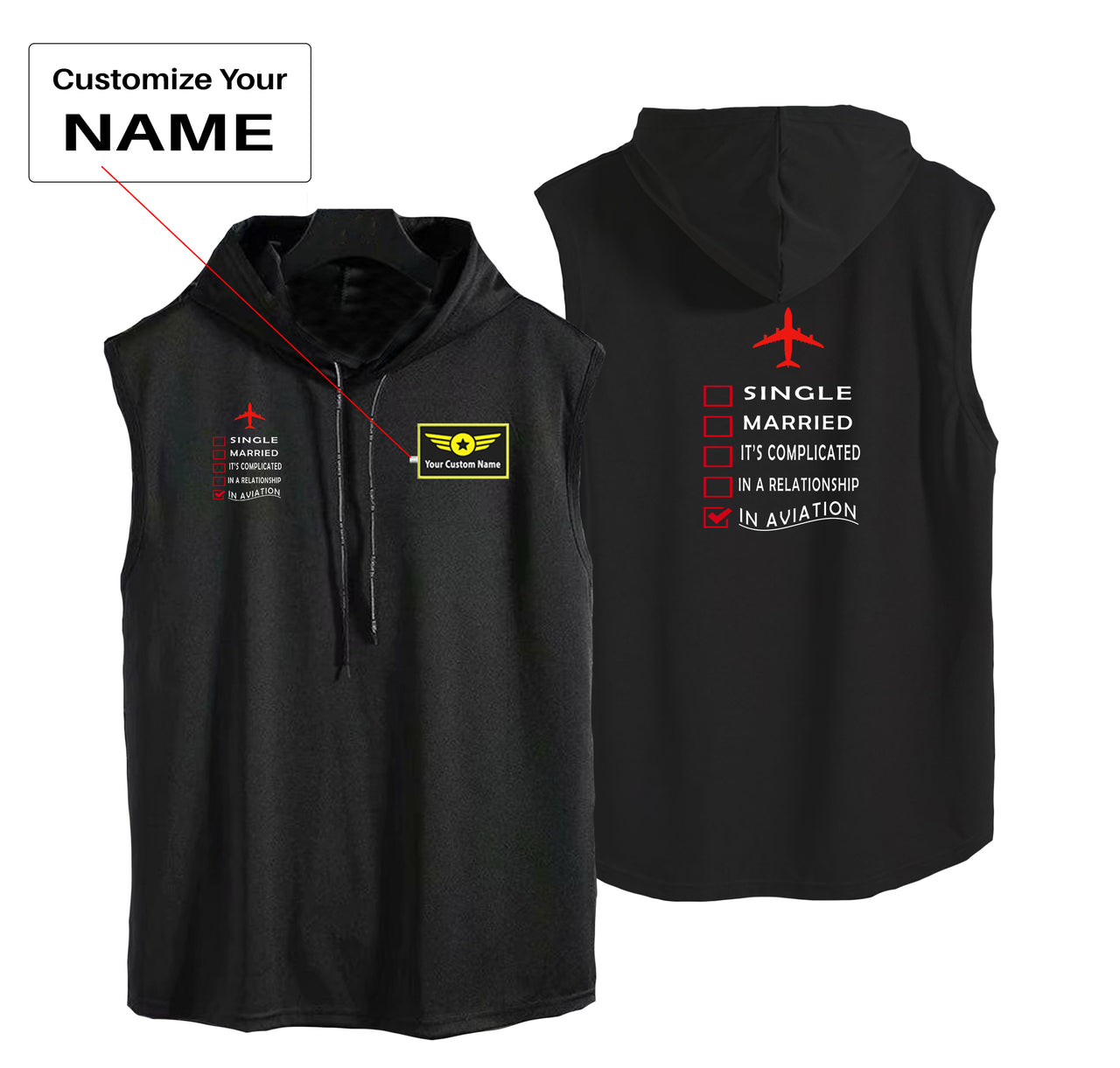 In Aviation Designed Hooded Tank Tops