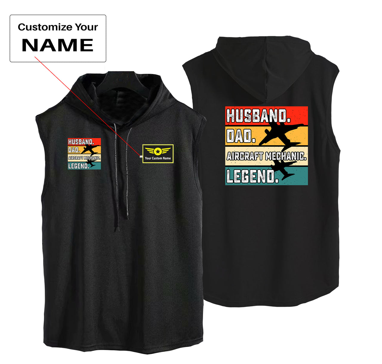 Husband & Dad & Aircraft Mechanic & Legend Designed Hooded Tank Tops