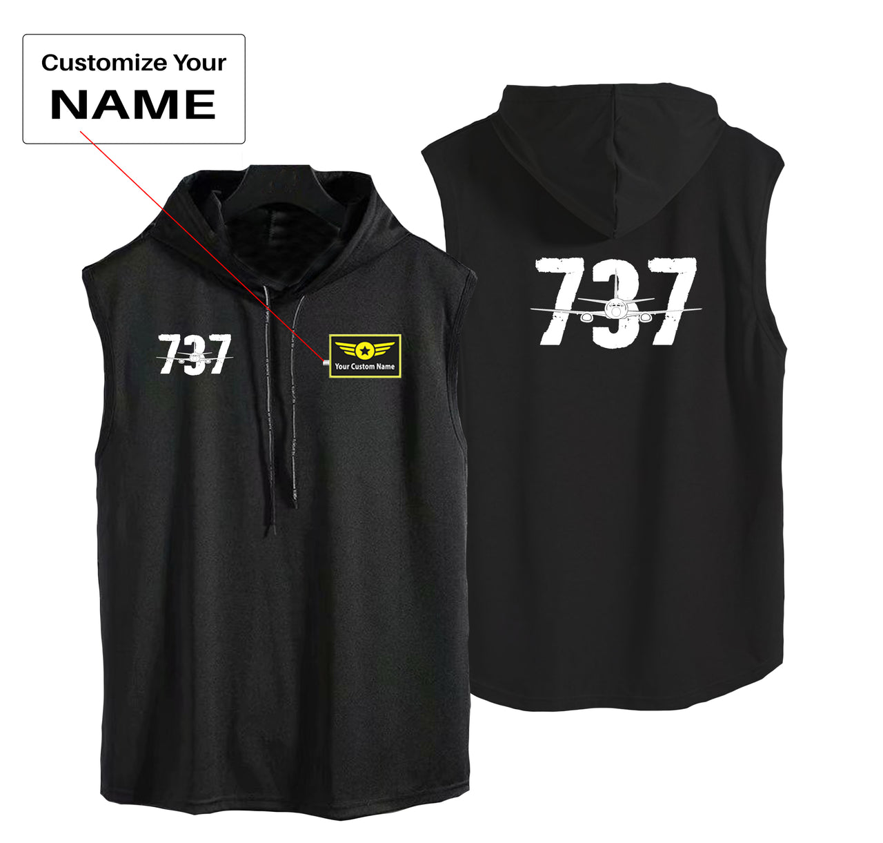 Boeing 737 Designed Designed Hooded Tank Tops