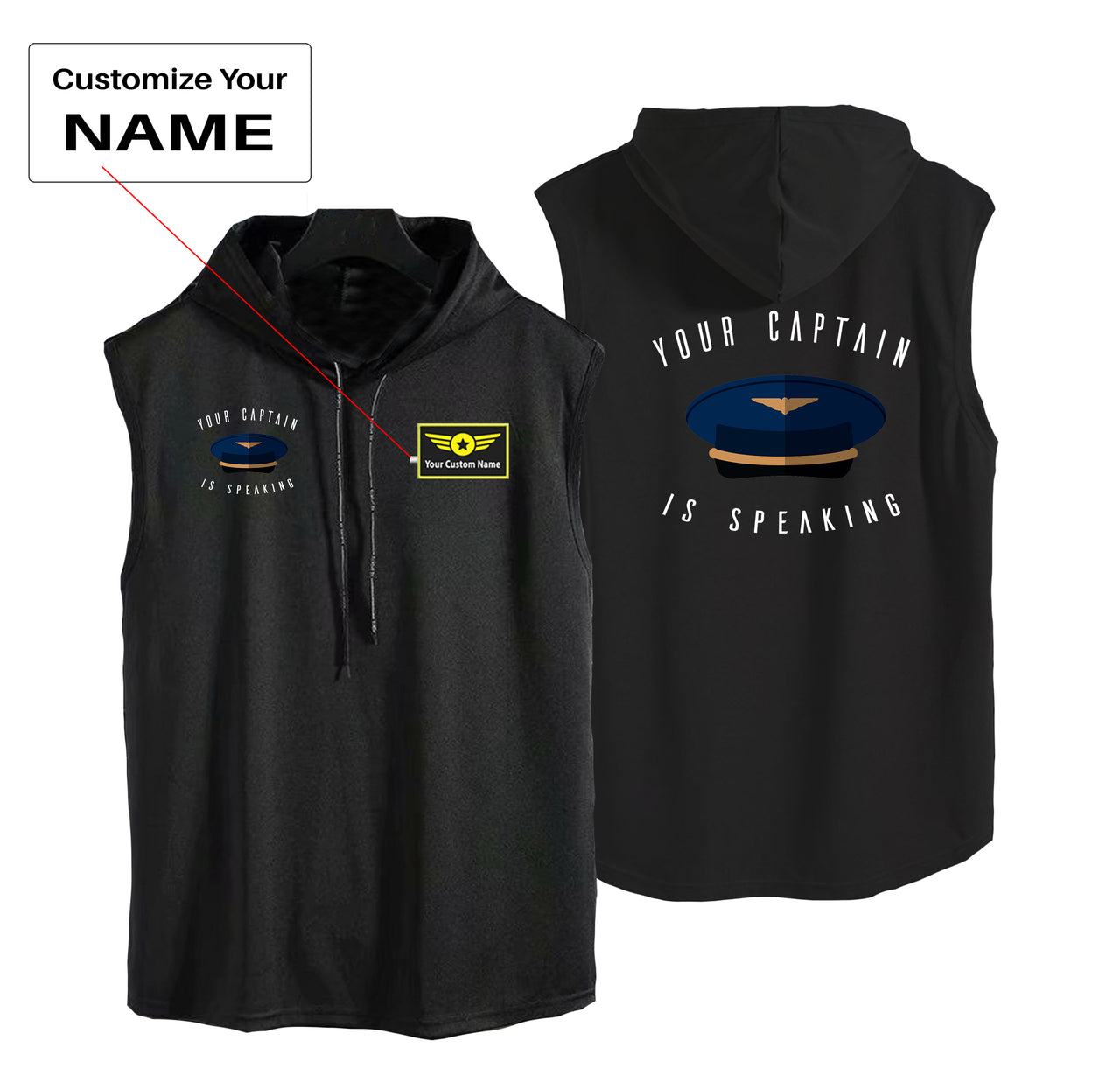 Your Captain Is Speaking Designed Hooded Tank Tops