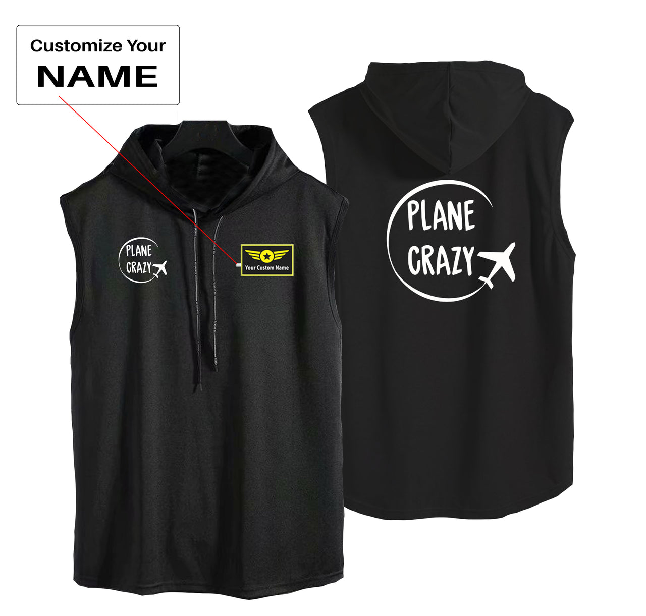 Plane Crazy Designed Hooded Tank Tops