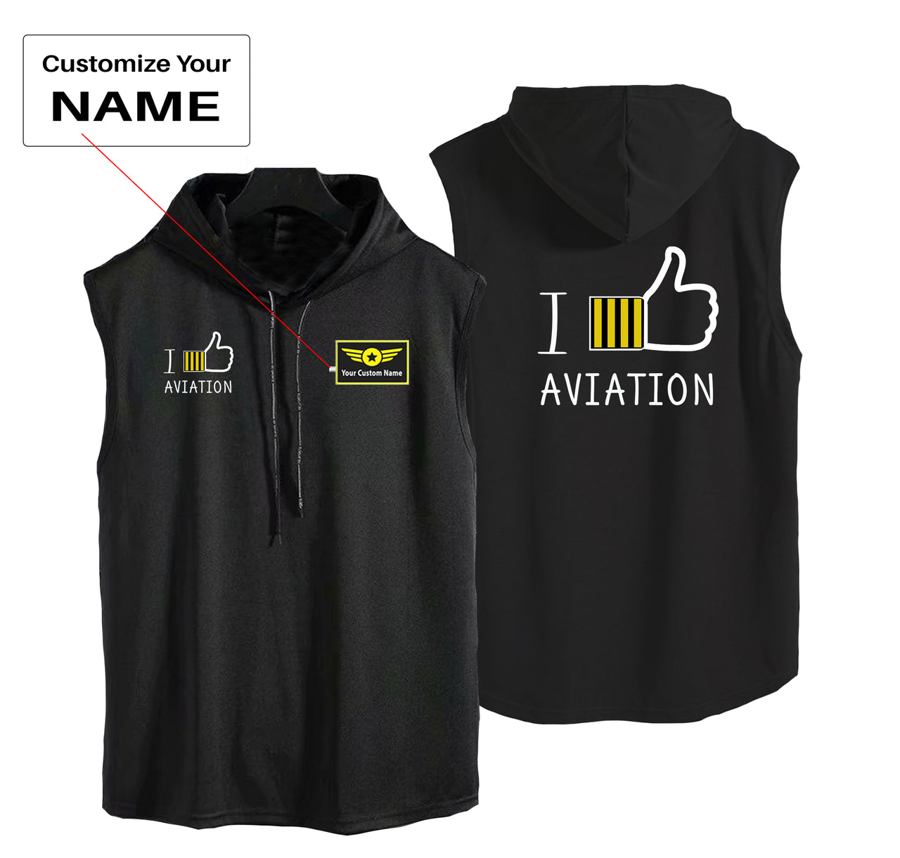 I Like Aviation Designed Hooded Tank Tops