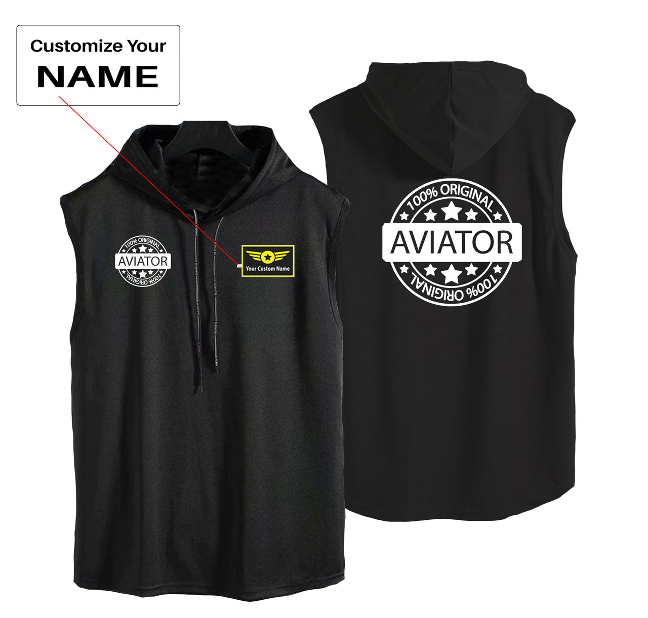 %100 Original Aviator Designed Hooded Tank Tops