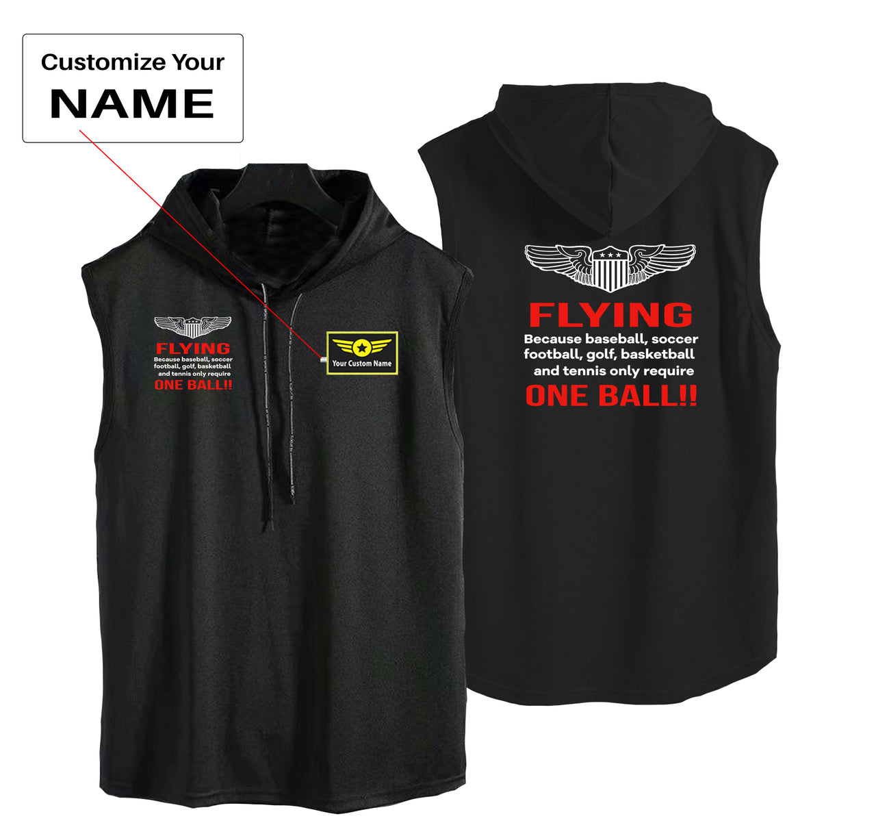 Flying One Ball Designed Hooded Tank Tops