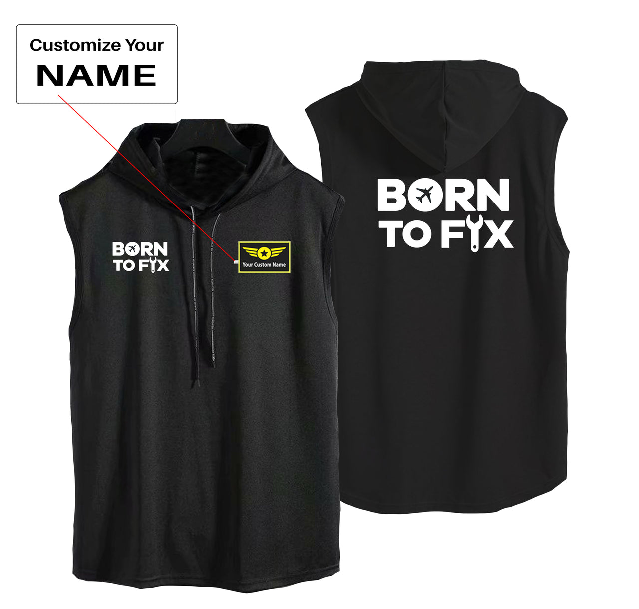 Born To Fix Airplanes Designed Hooded Tank Tops