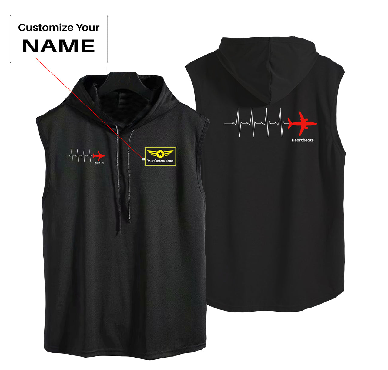 Aviation Heartbeats Designed Hooded Tank Tops