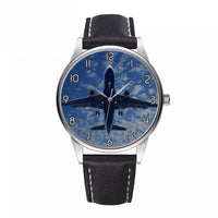 Thumbnail for Airplane From Below Designed Fashion Leather Strap Watches