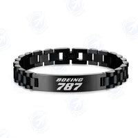 Thumbnail for Boeing 787 & Text Designed Stainless Steel Chain Bracelets