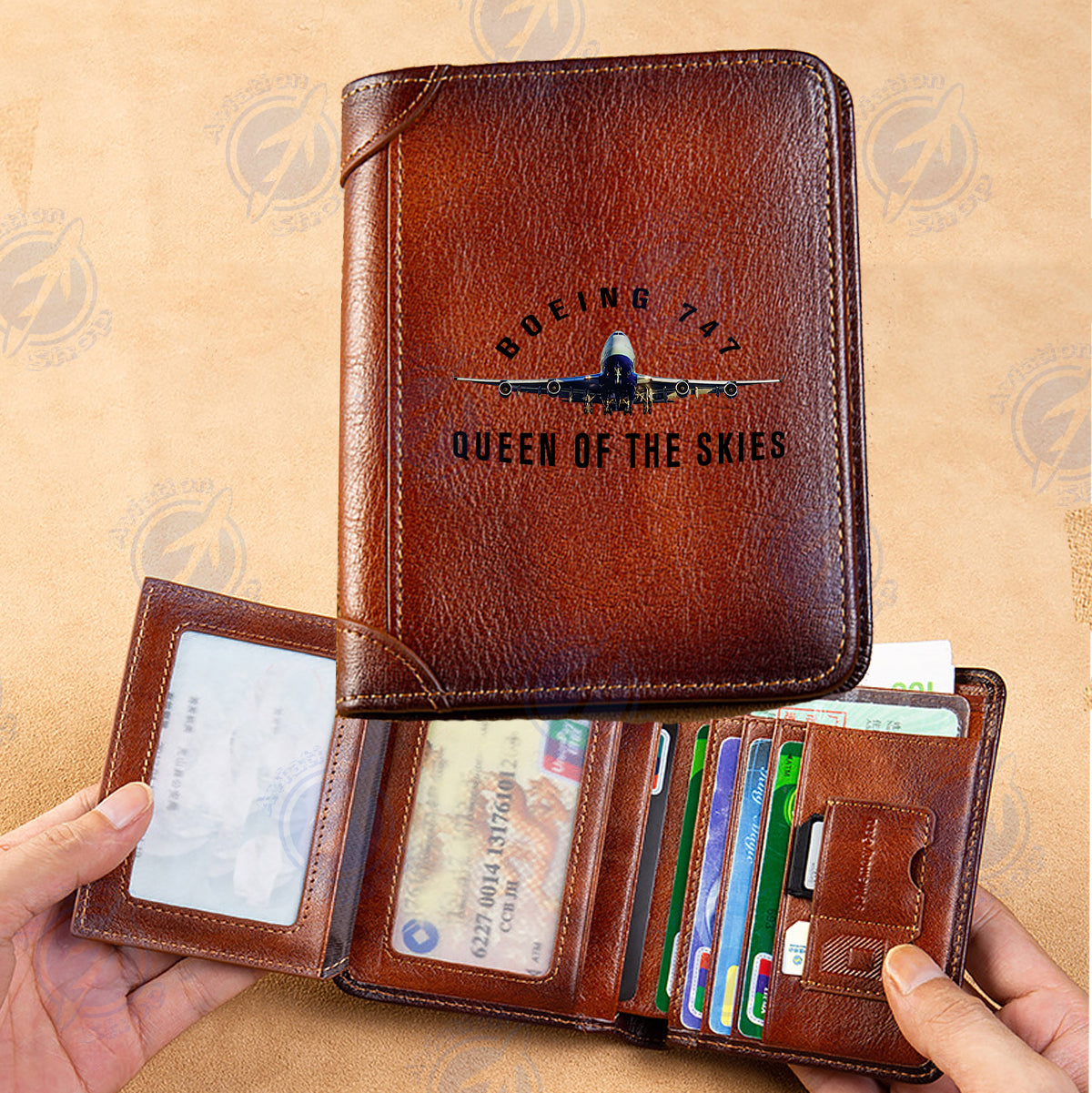 Boeing 747 Queen of the Skies Designed Leather Wallets