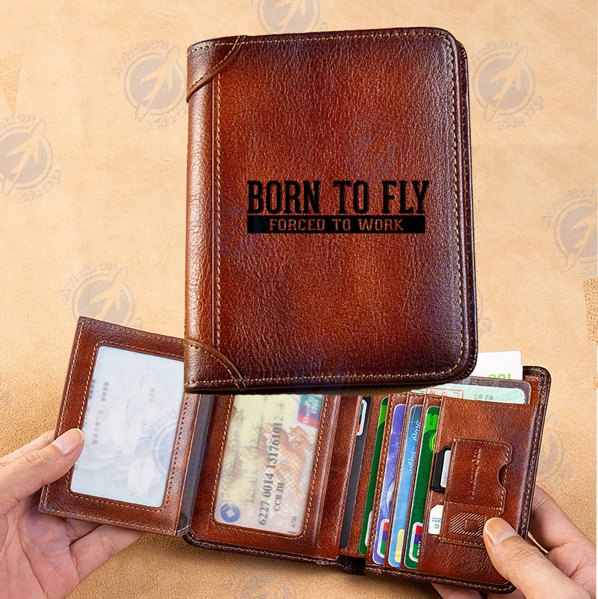 Born To Fly Forced To Work Designed Leather Wallets