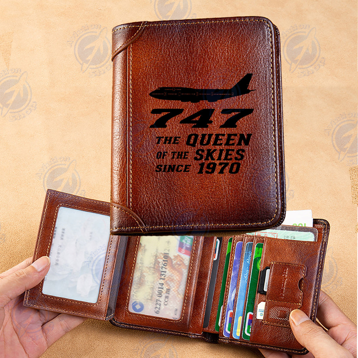 Boeing 747 - Queen of the Skies (2) Designed Leather Wallets