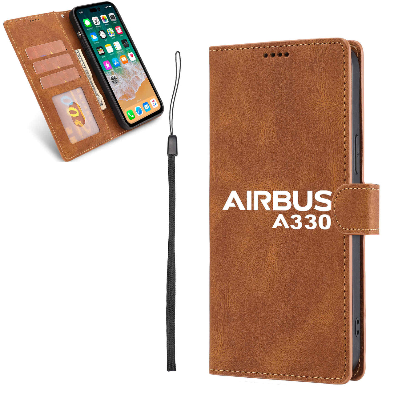 Airbus A330 & Text Designed Leather Samsung S & Note Cases