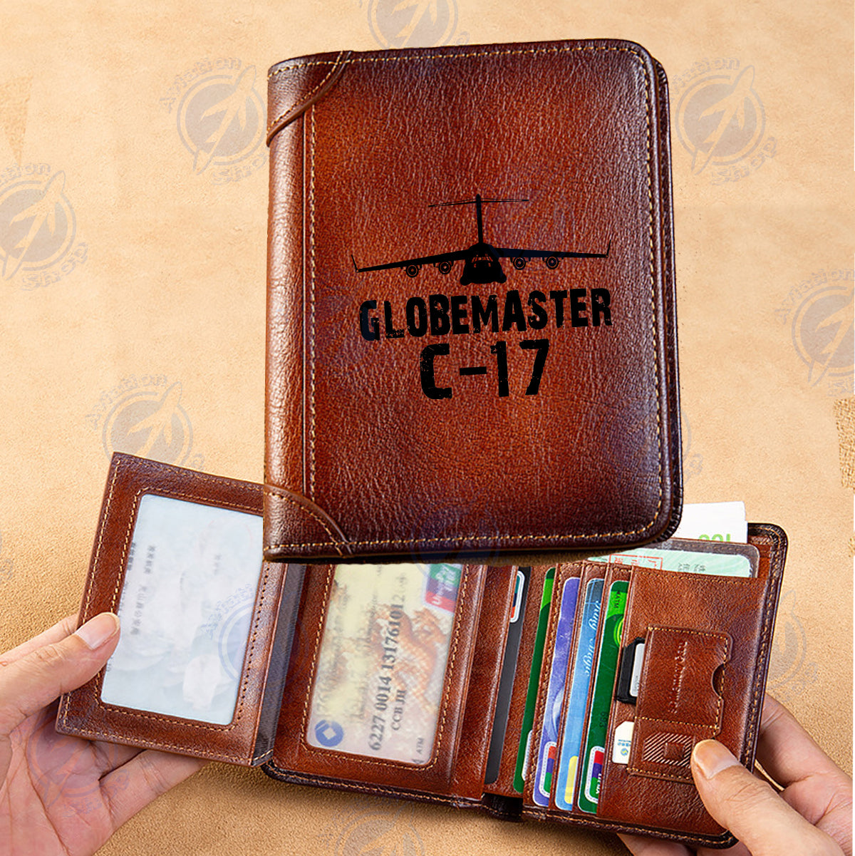 GlobeMaster C-17 & Plane Designed Leather Wallets