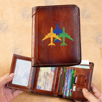 Thumbnail for Colourful 3 Airplanes Designed Leather Wallets