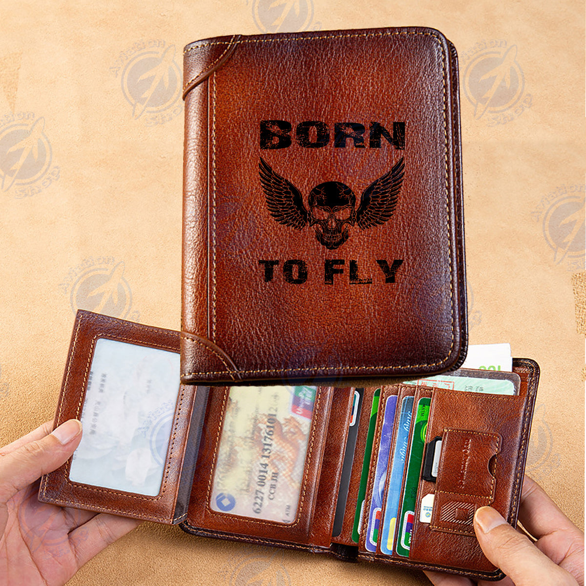 Born To Fly SKELETON Designed Leather Wallets