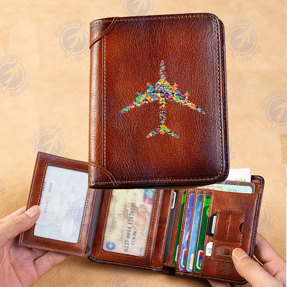 Colourful Airplane Designed Leather Wallets