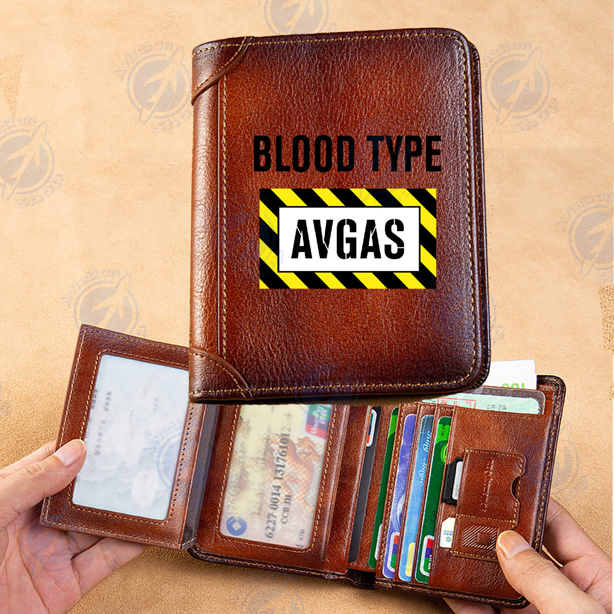 Blood Type AVGAS Designed Leather Wallets