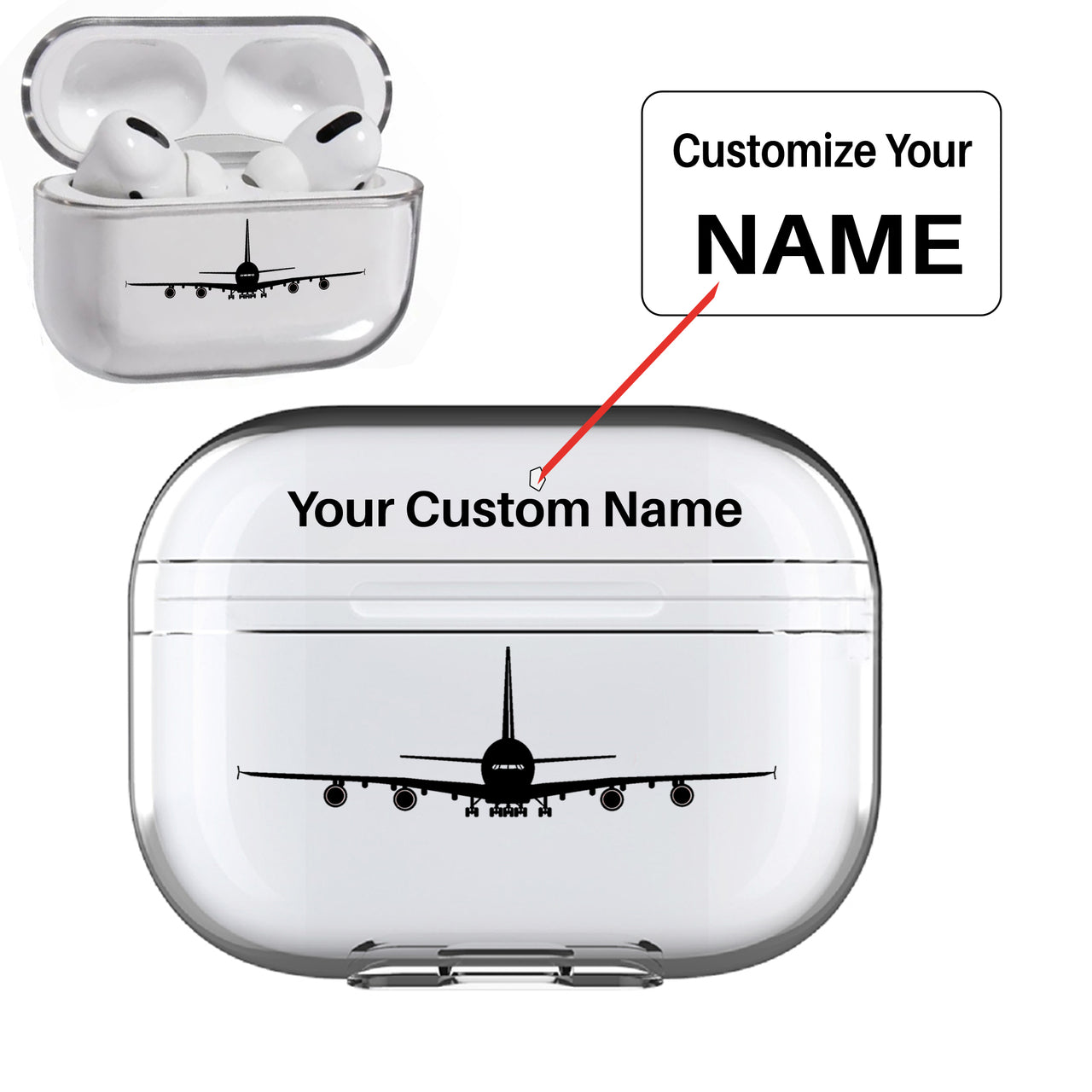 Airbus A380 Silhouette Designed Transparent Earphone AirPods "Pro" Cases