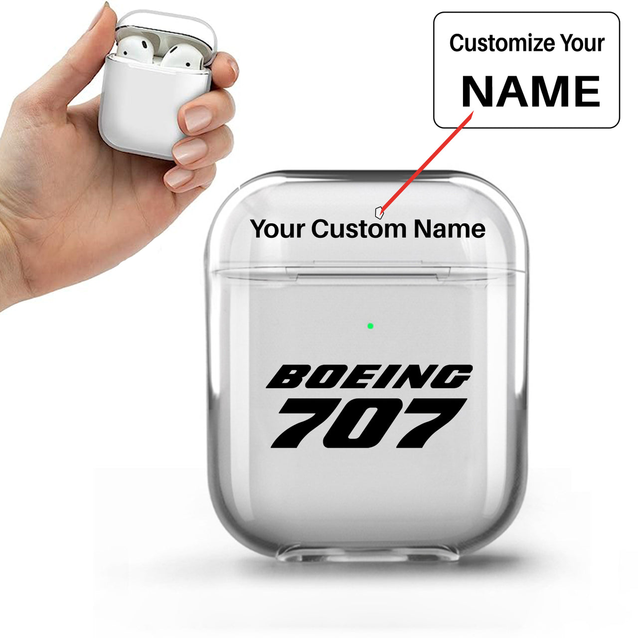 Boeing 707 & Text Designed Transparent Earphone AirPods Cases