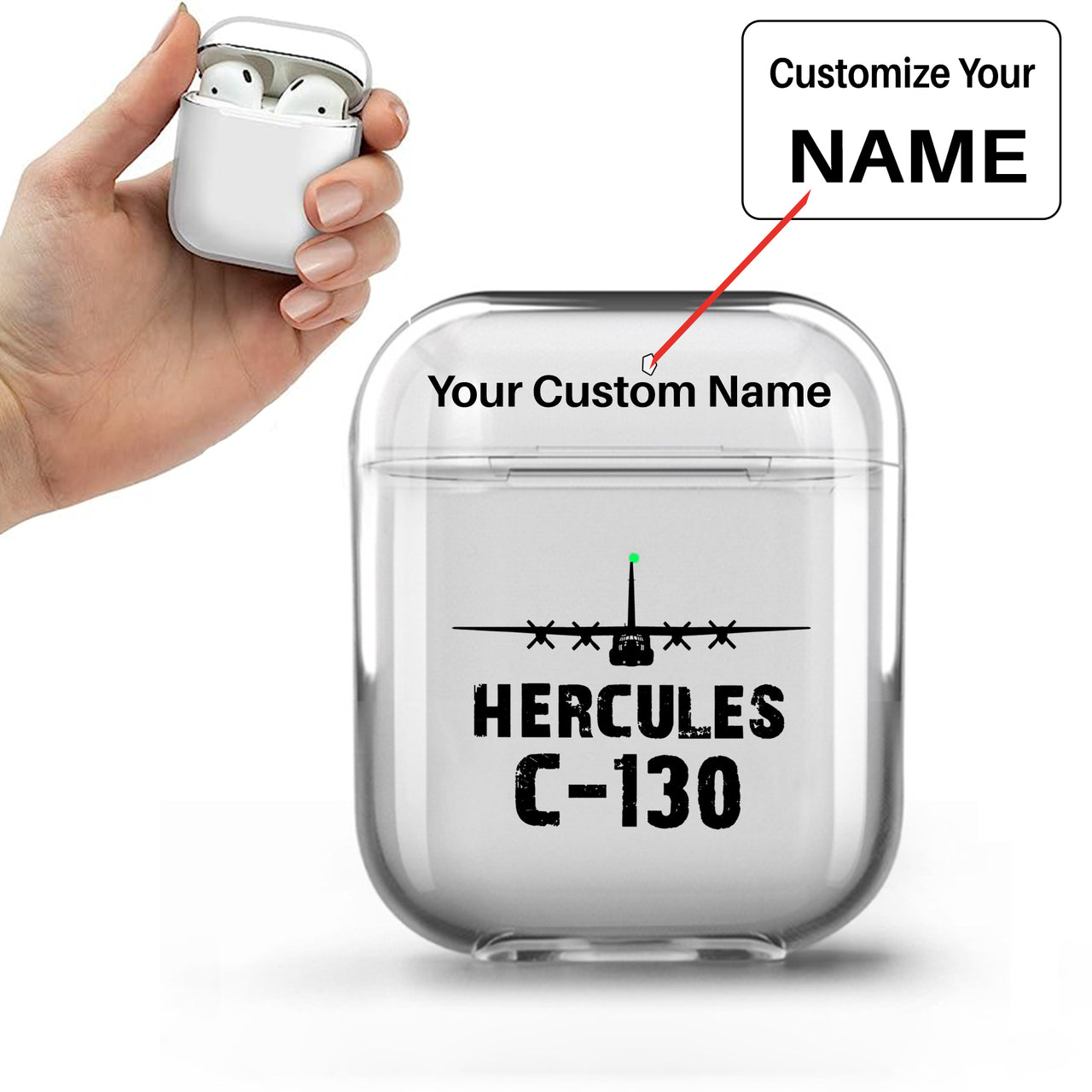 Hercules C-130 & Plane Designed Transparent Earphone AirPods Cases