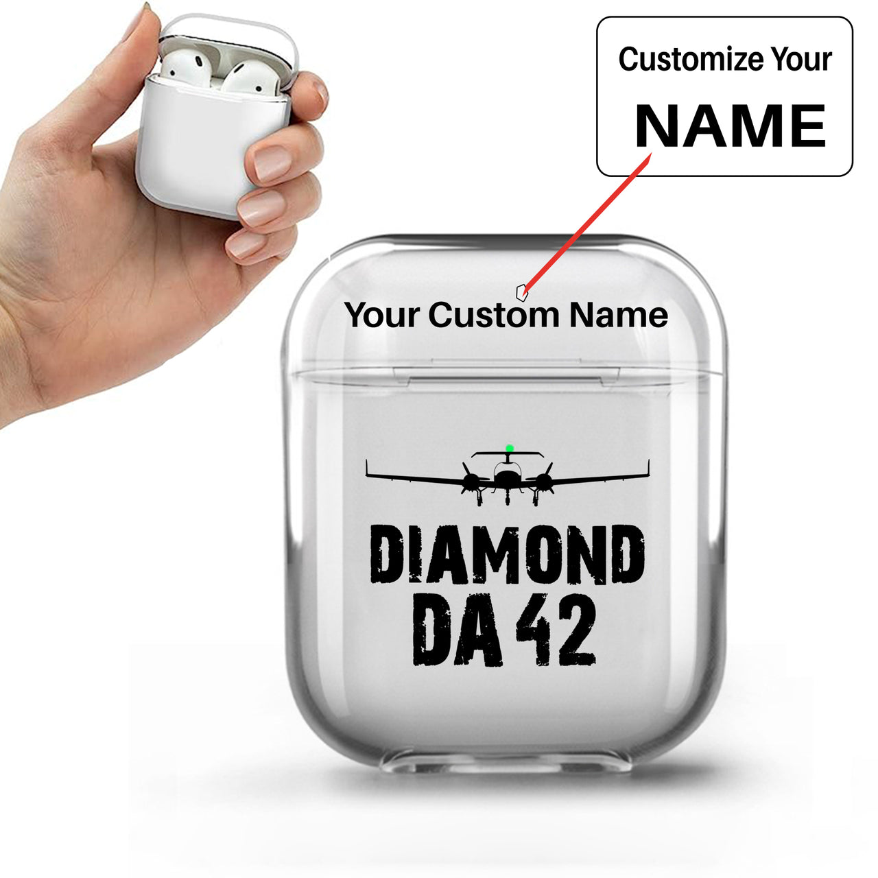 Diamond DA42 & Plane Designed Transparent Earphone AirPods Cases